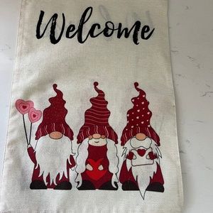 NEW Valentine's Day Garden Flag, Pink Red, Gnome Decor Garden Flag NEW